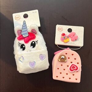 💲 5 for $20 Unicorn Plush and Pink Coin Purse Bag Charms Set of Two
